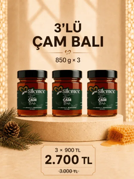 Çam balı seti - Şilemce 3 adet 850 gr ham çam balı avantajlı paket