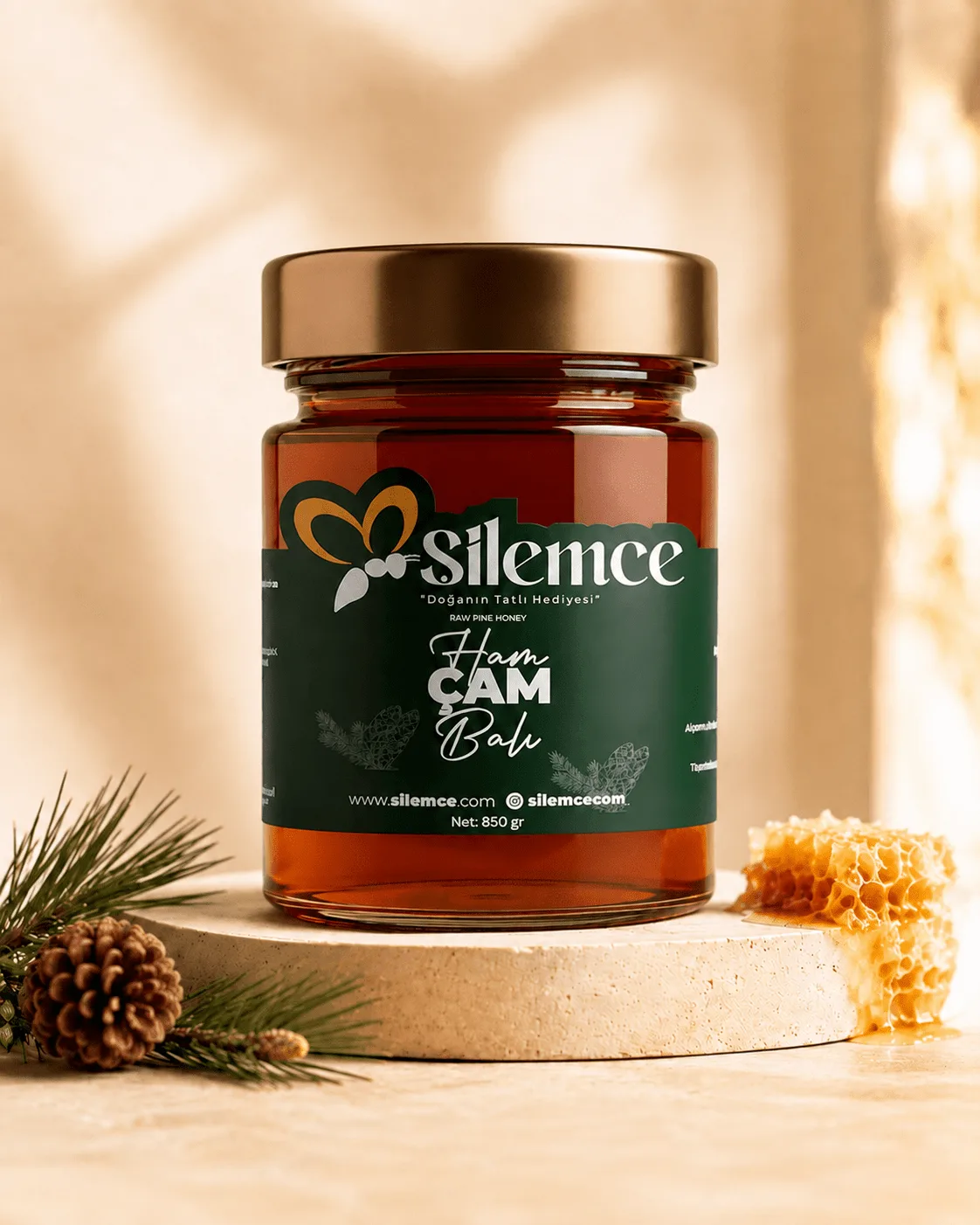 Ham çam balı - Şilemce Ege çam ormanlarından katkısız, filtrelenmemiş çam balı cam kavanoz