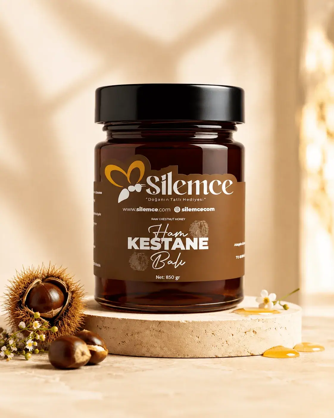 Ham kestane balı - Şilemce Şile kestane ormanlarından katkısız, filtrelenmemiş kestane balı cam kavanoz